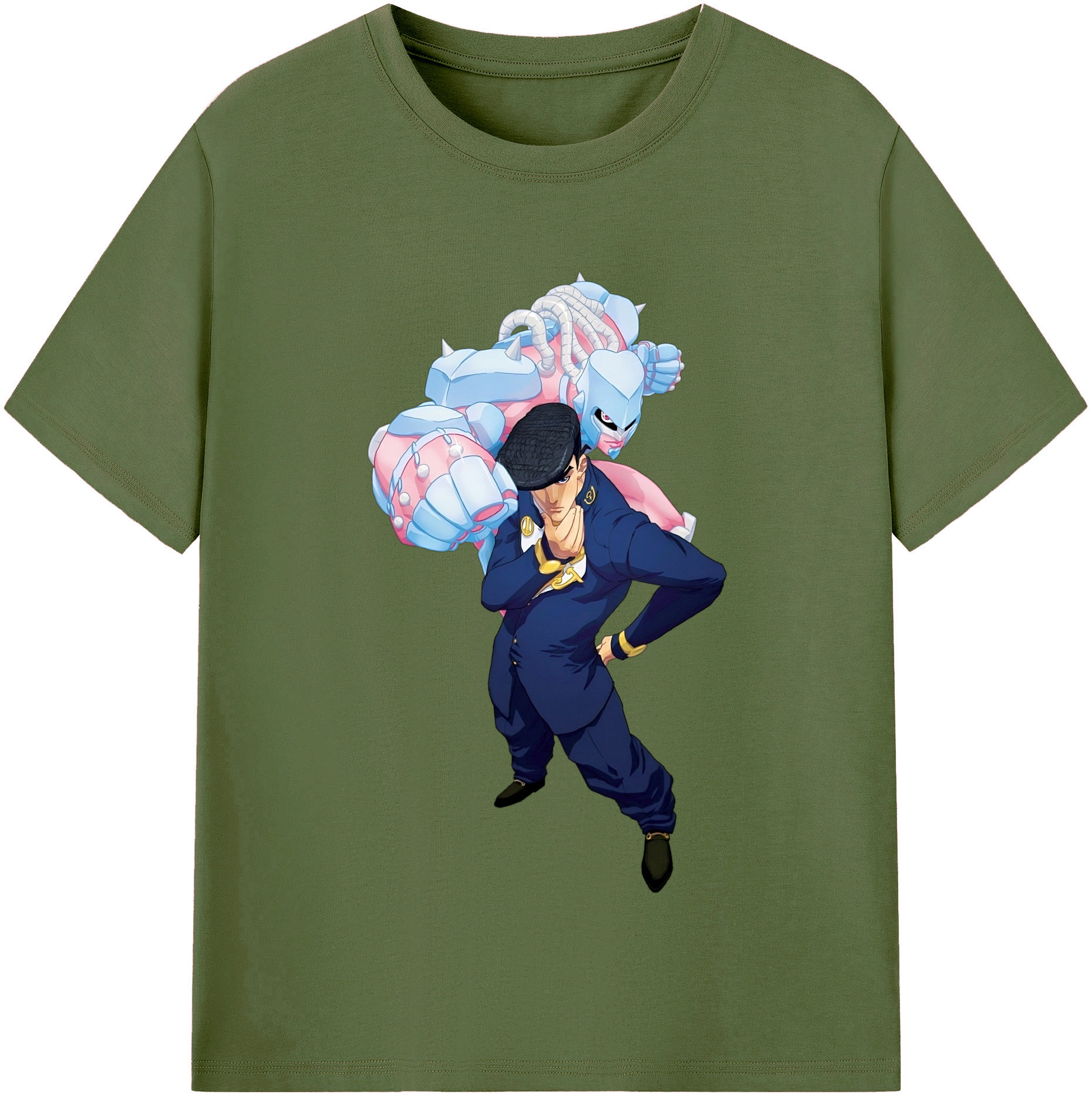 （画像用） ジョジョの奇妙な冒険 ひがしかた じょうすけ JoJo's Bizarre Adventure Higashikata Josuke 綿100％半袖Tシャツ（フロントプリント）